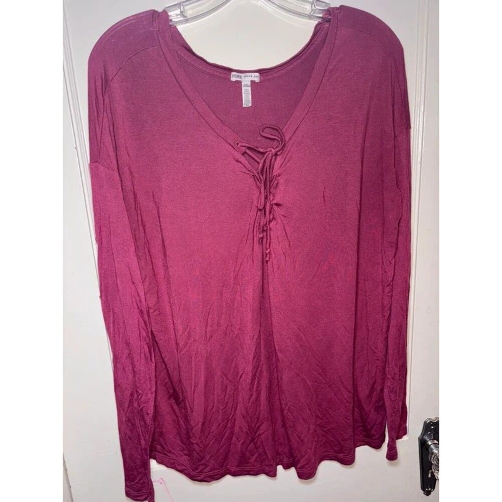 Pink Victoria’s Secret super soft lace up v neck long sleeve lounging shirt  L